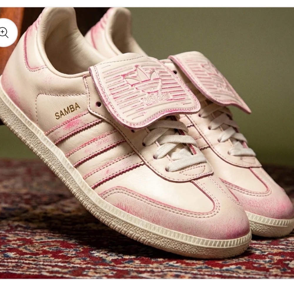 Adidas Samba Distressed Pack Cream White/ Shock Pink Leather Sneakers Women’s 7 - Picture 2 of 11